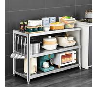 Estante de acero inoxidable de 3 niveles altura ajustable，estantería de almacenamiento multiusos para cocina，estante para microondas，organizador para ollas y sartenes para familiares(80x30x80cm)