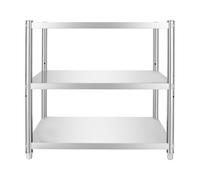 Estante de acero inoxidable de 3 Tier, Heavy Duty Metal Storage Rack con capa media ajustable, Organizador de cocina de pie libre para Microondas, horno, Utensils, Uso al aire libre en interiores, 70x