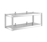 Estante de acero inoxidable de pared｜Estantes de almacenamiento resistentes de 2 niveles｜Estantería flotante metálica comercial para cocina, restaurante, food truck, garaje, baños, hogar(120X30X40CM)