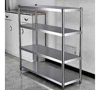 Estante de acero inoxidable para horno microondas de 4 niveles, unidad de almacenamiento de cocina resistente y estante de exhibición, 120 cm, color plateado, organizador que ahorra espacio para uso