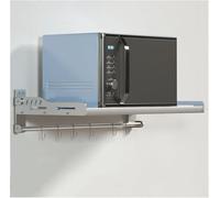 Estante De Acero Inoxidable Para Horno Microondas, Soporte Para Eléctrico Montado En La Pared Con 6 Ganchos, Organizador Plegable Para Ollas Y Sartenes, Almacenamiento Cocina(80x40cm)