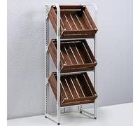 Estante de acero y madera resistente para organizar frutas, aperitivos y artículos del hogar en la cocina o el mercado