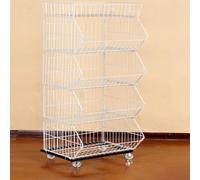 Estante de alambre de metal de 5 niveles con ruedas, estante de exhibición resistente para organizar aperitivos, frutas y verduras en supermercados o tiendas