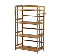 Estante de almacenamiento ajustable de bambú de 4 niveles para entrada, sala de estar, despensa, ahorro de espacio, estantería estrecha para almacenamiento en el hogar, color original (70 x 38 x 118