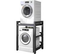 Estante De Almacenamiento Ajustable para Tambores De Lavadora - Kit De Apilamiento De Alta Resistencia con Capacidad De 600 Kg para Lavadoras Y Secadoras De Black Frame+Black 75cm