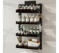 Estante de almacenamiento ajustable sobre el inodoro, montaje en pared con ganchos, sin taladro, estante para maximizar el espacio y ordenar tu baño (opciones de color)