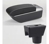 Estante de almacenamiento Caja De Reposabrazos Con Soporte Multifuncional, Cojín PU, Accesorios Modificación Interior Coche Para Terrano 3(D Black white NousB)