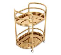 Estante de almacenamiento, carrito de servicio, carrito de cocina, carrito de isla, marco de 2 niveles, carrito de servicio redondo, manija, riel protector, ruedas universales, comercial, 3 tamaños (C