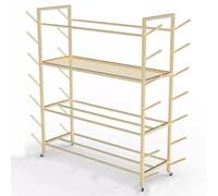 Estante De Almacenamiento Con Rodillos De Espuma Para Esterilla De Yoga, Carrito Portátil Con Ruedas Para Almacenar Equipos Deportivos, Para Pelotas Y Bloques De Yoga, Or,Gold-4 Tier/130x45x150cm