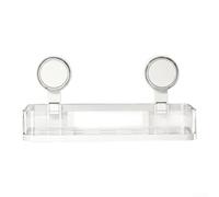 Estante de almacenamiento con ventosa de baño con diseño retráctil, se monta en superficies lisas sin herramientas, para organizar jabón, esponjas y artículos de baño (largo transparente)