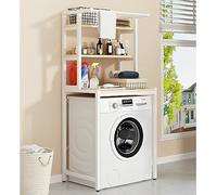 Estante de almacenamiento de 3 niveles con barra para colgar, ahorro de espacio, para lavadora, secadora, para baño, estantes blancos sobre el inodoro