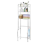 Estante de almacenamiento de 3 niveles sobre el inodoro, ahorro de espacio, con ganchos y soporte para papel higiénico, acero al carbono, estable y no deformable