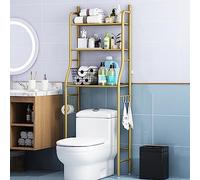 Estante de almacenamiento de 3 niveles sobre el inodoro, estante de metal con soporte para papel higiénico y ganchos, organizador de baño que ahorra espacio, solución de almacenamiento independiente