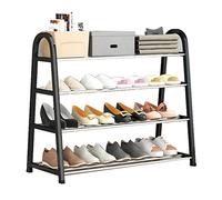 Estante de almacenamiento de 4 niveles para 16 pares de zapatos de plástico negro estable para pasillo, zapatero de pie para entrada, solución de almacenamiento (color: negro)