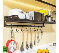 Estante de Almacenamiento de Aluminio para microondas, Estante de Cocina montado en la Pared con Ganchos, Soporte para Horno microondas Que Ahorra Espacio, solución versátil para a