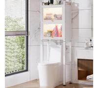 Estante de almacenamiento de baño blanco de 3 niveles para ahorrar espacio con puerta, 50 cm de ancho, estante sobre el inodoro para las máximas soluciones de almacenamiento