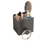 Estante de almacenamiento de baño de 16 x 10 x 8,1 cm, organizador de pared sin taladro, estante para fregadero o tanque de inodoro, acero al carbono y ABS gris, sostiene peines y cremas para el