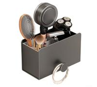 Estante de almacenamiento de baño montado en la pared de 16 x 10 x 8,1 cm, cilindro de estante sin perforación, ventosa para el pelo, soporte para peine, organizador de lazos para el pelo (2)