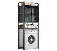Estante de almacenamiento de baño negro con puerta de armario de cristal, 4 capas, unidad de hierro para lavadora o inodoro, grande, multifuncional, 70 cm