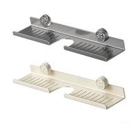 Estante de almacenamiento de baño sin taladro para tocador, estante resistente con ventosa con diseño abierto para un secado rápido y fácil limpieza (60 cm, gris)