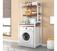 Estante de almacenamiento de baño, unidad de pie ajustable con barra colgante para colgar abrigos para organizar la lavandería y el baño