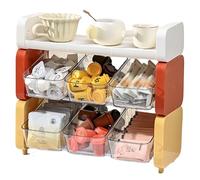 Estante de almacenamiento de bolsas de té multicapa, organizador de ABS PET a prueba de humedad en blanco crema, unidad de encimera que ahorra espacio para cocina, oficina o estación de café colour