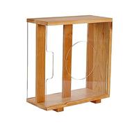 Estante de almacenamiento de CD Soporte for almacenamiento de discos vinilo, caja for LP con marco madera maciza, soporte for álbumes vintage, proceso espiga cola milano, cubo for(Cherry wood)