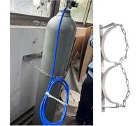 Estante de almacenamiento de cilindros de gas ajustable for montaje en pared, soporte de acero inoxidable con cadena.(23.6 inches-2 Bottles)