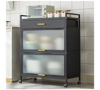 Estante de almacenamiento de cocina de 5 niveles, soporte para microondas con puerta abatible, estante con ruedas, estantes de metal con cajón para despensa y sala de estar, organizador que ahorra