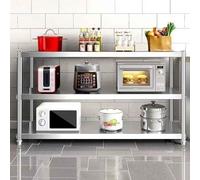 Estante de almacenamiento de cocina de altura ajustable para microondas, estante de acero inoxidable para ollas, sartenes, organizador de especias, soporte de pie