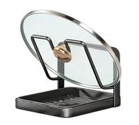 Estante de almacenamiento de cocina, elegante organizador de encimera, soporte multiusos para tapa de olla, bandeja antideslizante incluida, solución de almacenamiento de estilo moderno, ideal para or