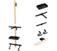 Estante de almacenamiento de equipo de bicicleta de montaje en pared, 6.9 x 2.7 x 14.5 pulgadas, construcción de madera y ABS, instalación sin taladro, organizador rústico que ahorra espacio para