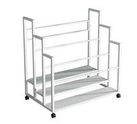 Estante de almacenamiento de esterilla de yoga de gran capacidad, equipo de gimnasio en casa para esterillas de yoga, rodillos de espuma, pelotas de fitness y cuerdas de salto, carrito de esterilla de