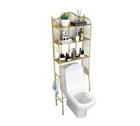 Estante de almacenamiento de inodoro independiente, estante de metal de 3 tier con ganchos para el organizador de ahorro de espacio en el baño, gabinete vertical de marco de acero duradero para toalla