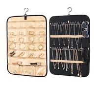 Estante de almacenamiento de joyas colgantes en armario - estante de almacenamiento de gafas fundas de polvo y ganchos metálicos giratorios - estante de exhibición de joyas 1 pieza, pequeño, negro