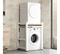 Estante de Almacenamiento de Lavadora y Secadora Ajustable En Altura de 2 Niveles, Gabinete de Lavadora de Tambor, Organizador de Estante de Almacenamiento Grande para Baño
