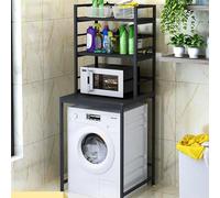 Estante de almacenamiento de madera ajustable para lavadora y secadora, cuarto de lavado, estante multifuncional para baño y balcón, diseño de ahorro de espacio, resistente y elegante.