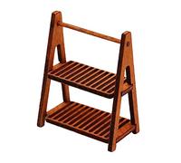 Estante de almacenamiento de madera de doble capa 1:6 1:12 para accesorios, diseño arquitectónico, marrón oscuro, 43 x 24 x 57 mm