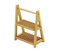 Estante de almacenamiento de madera de doble capa de 1/6 1/12 para accesorios, diseño arquitectónico, marrón claro, 43 x 24 x 57 mm