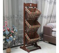 Estante de almacenamiento de madera multicapa, organizador de baño plegable con cestas de tela, diseño minimalista de suelo para cocina y sala de estar, solución que ahorra espacio