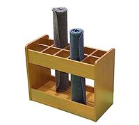 Estante de almacenamiento de madera para esterilla de yoga con compartimentos, organizador que ahorra espacio para gimnasio en casa y sala de entrenamiento, tiene capacidad para múltiples tapetes y