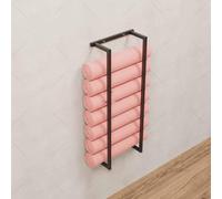 Estante de almacenamiento de metal para montaje en pared para esterillas de yoga, bandas de resistencia, rodillos de espuma, tapetes de ejercicio y más
