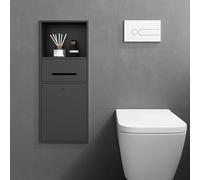 Estante de almacenamiento de nicho de pared empotrado, armario de baño con alcohol que ahorra espacio para papel higiénico, papelera, pañuelos y organización del teléfono