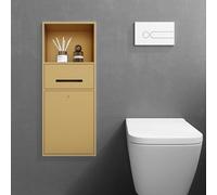 Estante de almacenamiento de nicho de pared empotrado, armario de baño con alcohol que ahorra espacio para papel higiénico, papelera, pañuelos y organización de teléfono