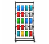 Estante de almacenamiento de rollo de tela ajustable de 28 pulgadas de ancho, carrito de exhibición de 5 niveles con barra colgante desmontable y ruedas bloqueables para carrete de vinilo y película