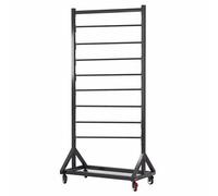 Estante de almacenamiento de rollo de tela comercial ajustable de 28 pulgadas de ancho, carrito de exhibición de 8 niveles con barra desmontable para colgar y ruedas de bloqueo para carrete de vinilo