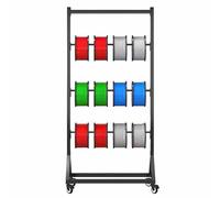 Estante de almacenamiento de rollo de tela comercial ajustable de 3 niveles con barra desmontable y ruedas de frenado para carretes de película de vinilo, perfecto para manualidades y uso minorista