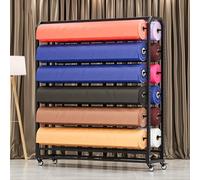Estante de almacenamiento de rollo de tela comercial con barra ajustable para colgar, organizador de acero resistente con ruedas para vinilo, cuero, película de ventana, exhibición de papel de regalo