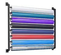 Estante de almacenamiento de rollo de tela para montaje en pared, 8/10 rollos de metal negro, kit de estante de almacenamiento para rollo de vinilo de coche, soporte grande para película que cambia de