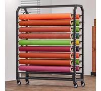 Estante de almacenamiento de rollo de tela para montaje en pared, estante grande de almacenamiento de rollos de tela comercial textil con barra ajustable para colgar, soporte organizador de acero